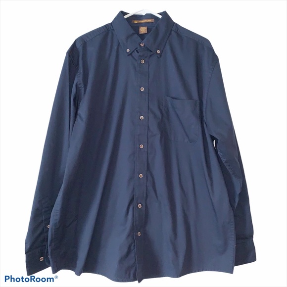 Men’s Harriton L/S Twill Shirt, Navy, XL - Picture 1 of 8